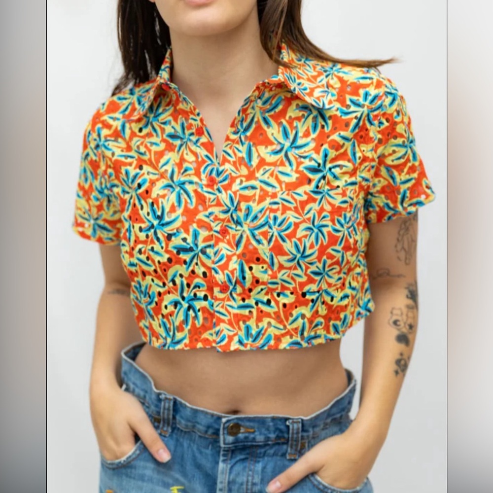 Solid & Striped
THE EYELET CROPPED CABANA SHIRT